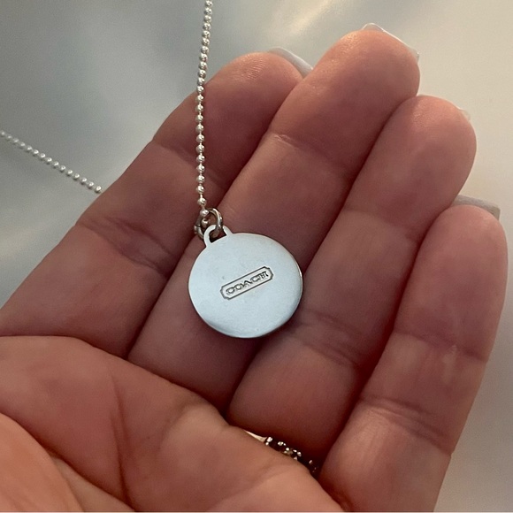 Coach Blue Enameled Crystal High Heel Pendant .925 Sterling Silver Necklace - Picture 6 of 7